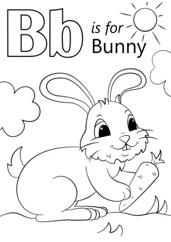 Letter b is for bunny coloring page from letter b category select from printable craâ bunny coloring pages abc coloring pages kindergarten coloring pages