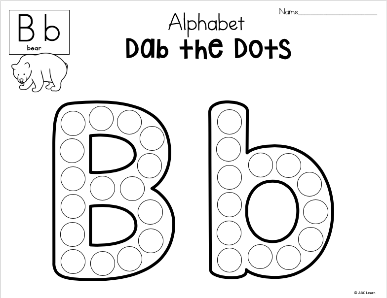 Dab the alphabet worksheets