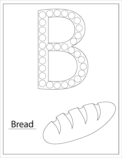 Premium vector dot markers alphabet coloring pages for food topic activities for toddlers and preschoolers