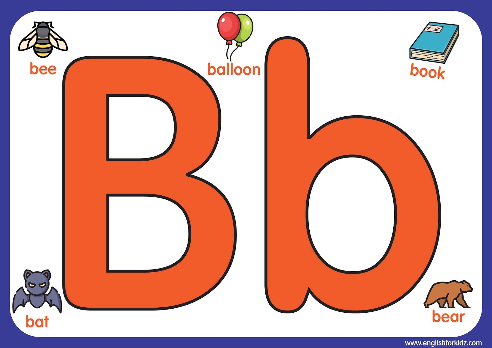 English for kids step by step letter b worksheets flash cards coloring pages