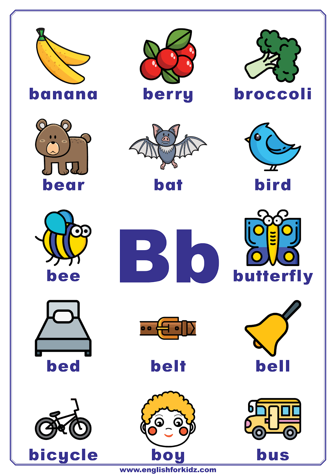 English for kids step by step letter b worksheets flash cards coloring pages