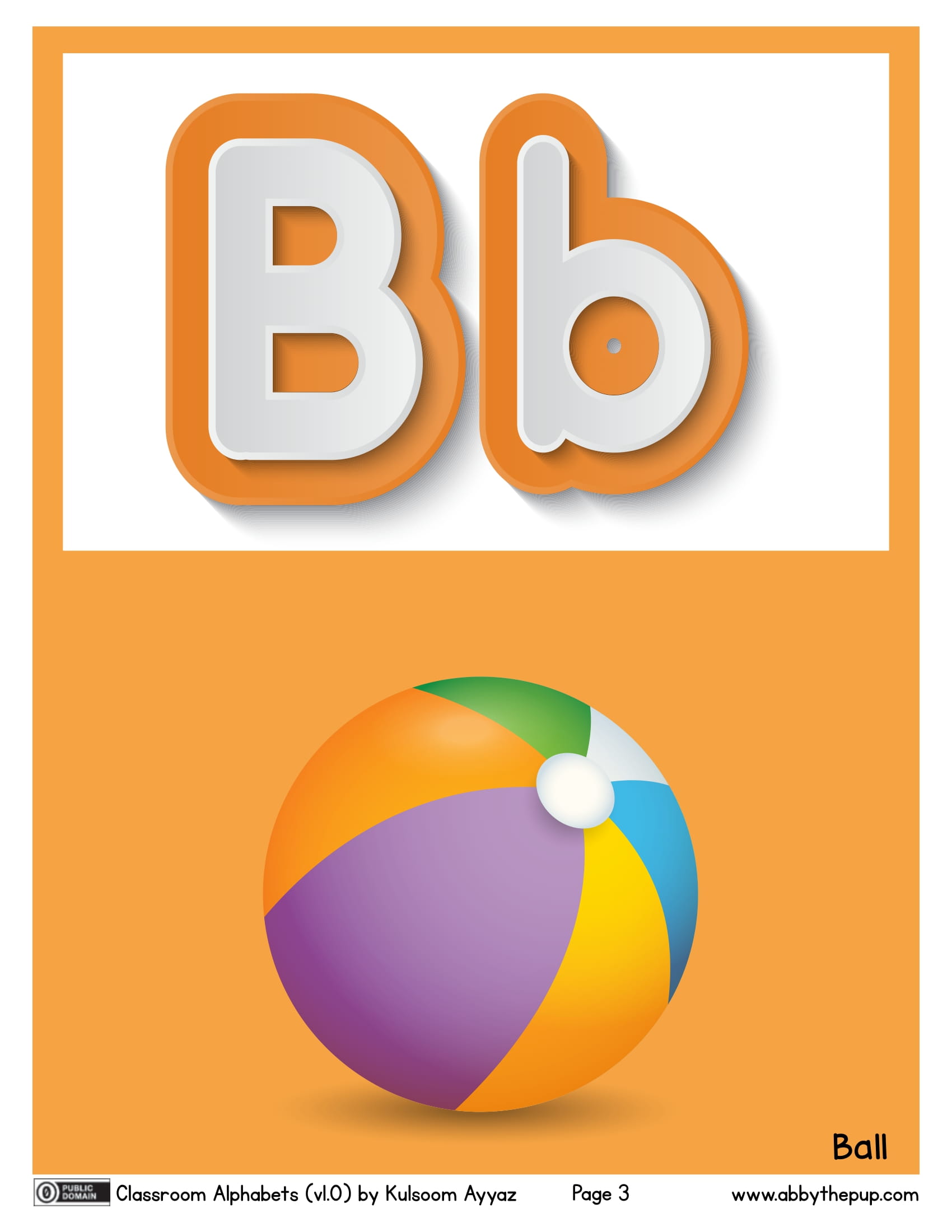 Letter b is for ball flashcard free printable papercraft templates