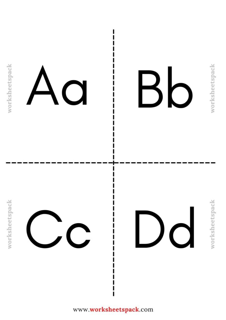 Black and white alphabet flash cards