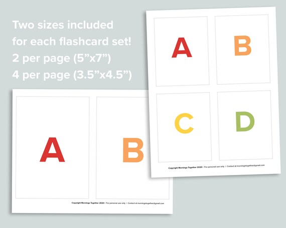 Abc flashcards color printable kids rainbow colors alphabet modern abcs letter preschool homeschool classroom letters flash card instant download