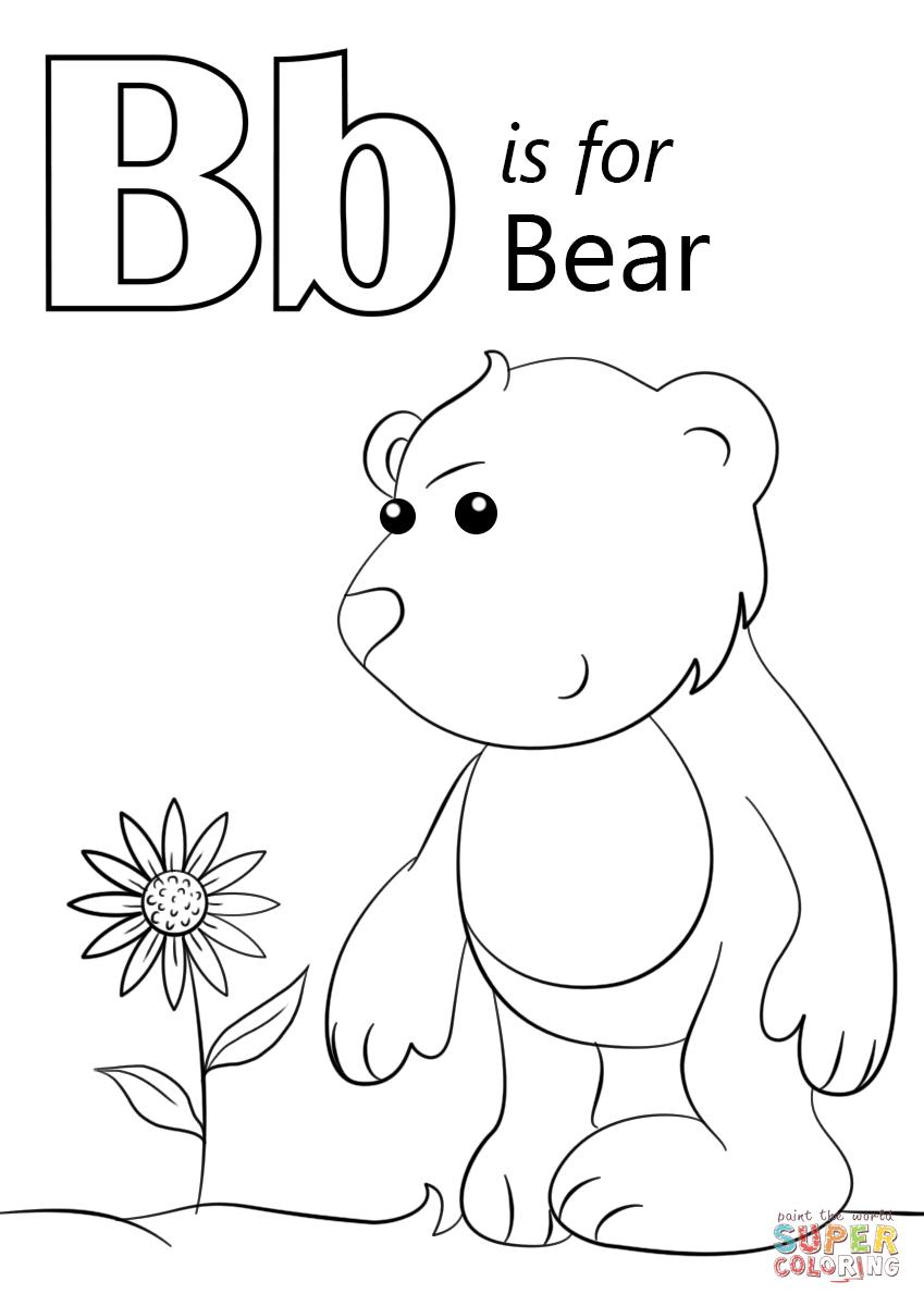 Letter b is for bear coloring page free printable coloring pages