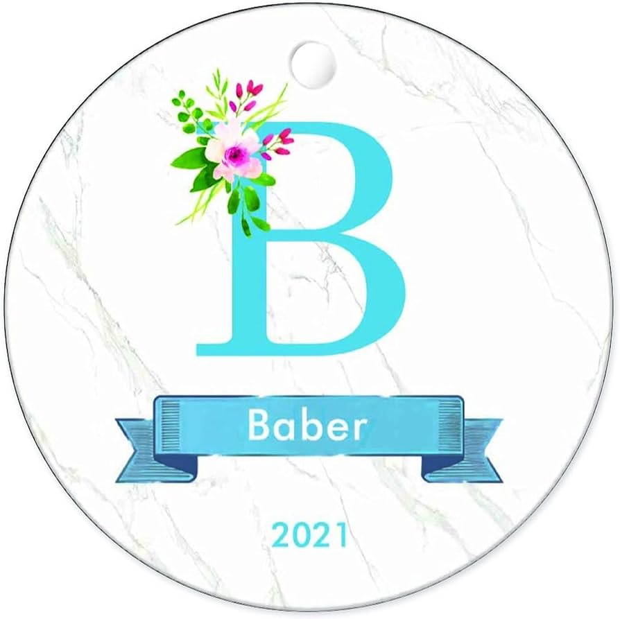 Initial letter b flower souvenir ceramic ornaments custom name date x inch double