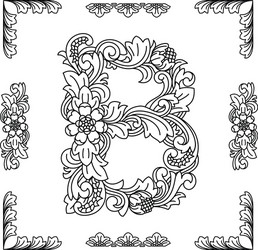 Colorful floral letter b vector images over