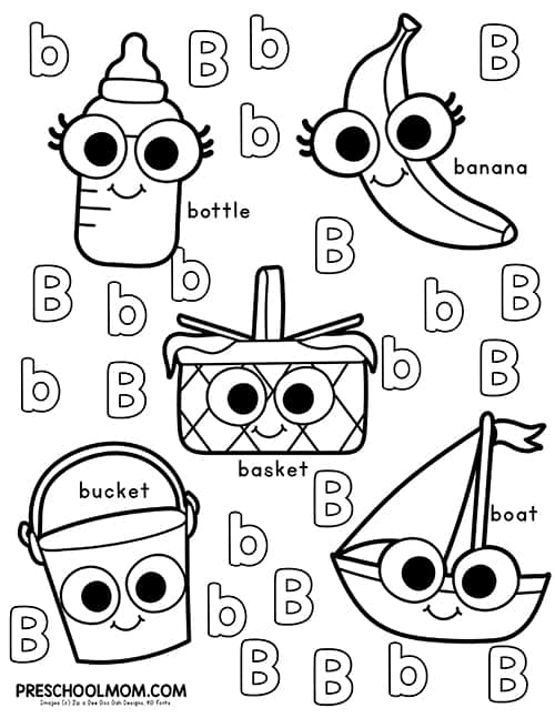 Letter b preschool printables