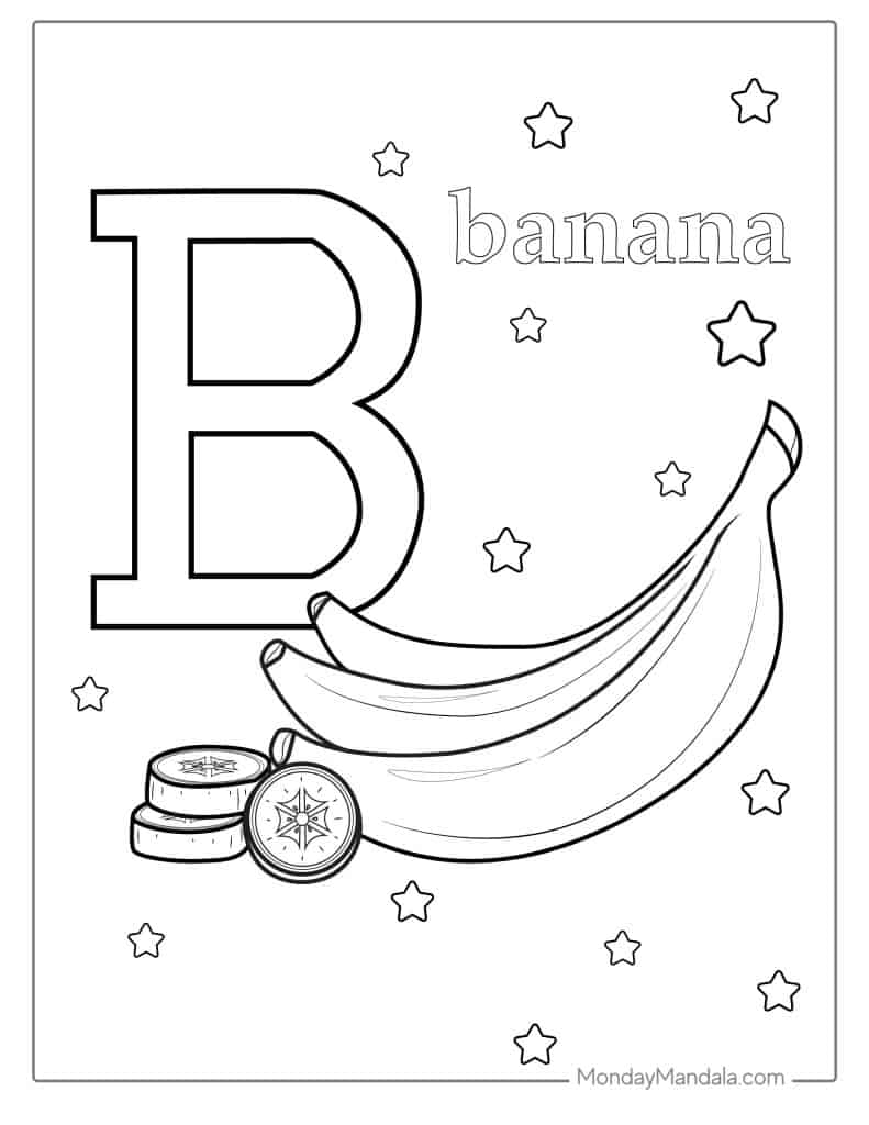 Banana coloring pages free pdf printables