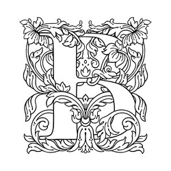 Letter b flowers drawing vector images over