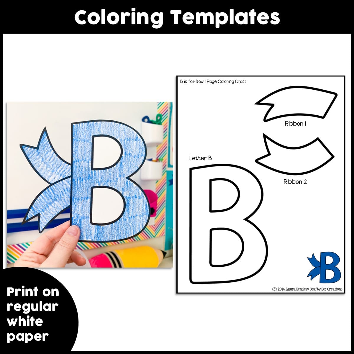 Uppercase letter b is for bow craft activity