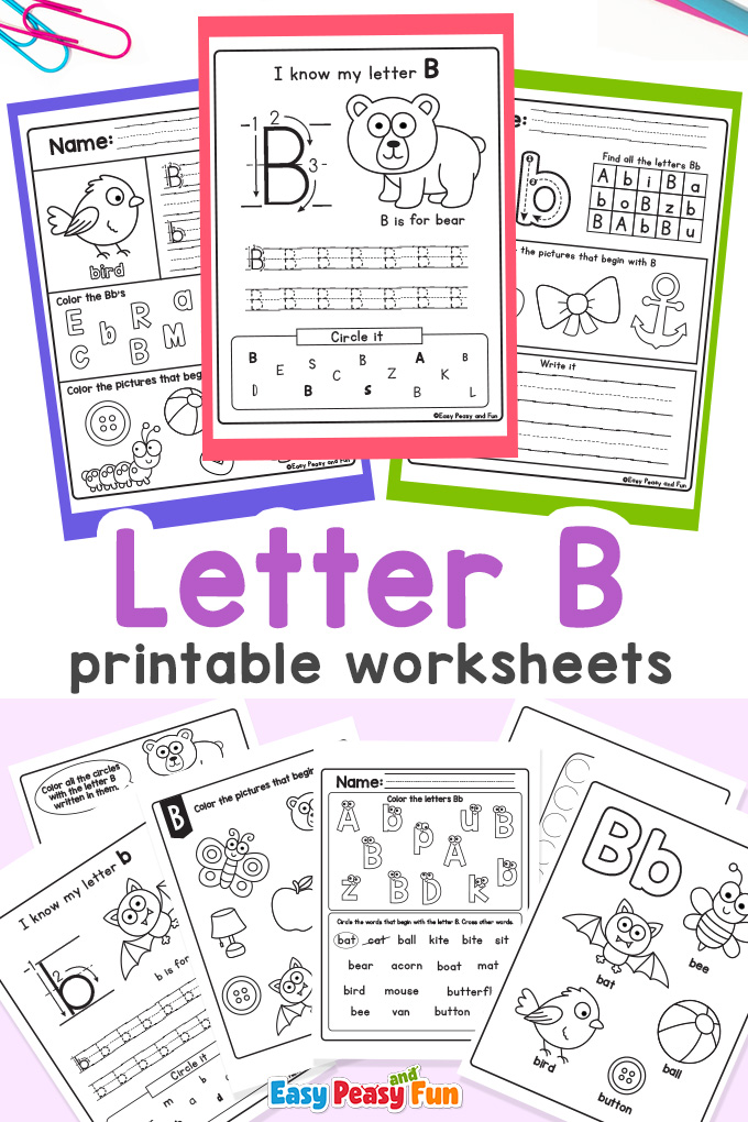 Letter b worksheets for preschool and kindergarten