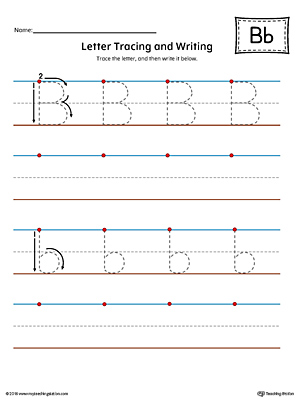 Free letter b tracing and writing printable worksheet color
