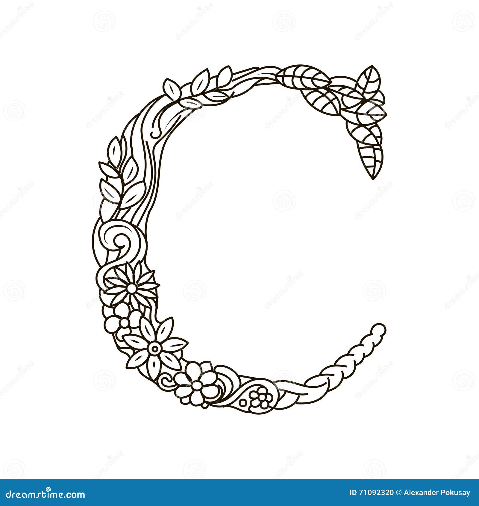 Letter c coloring book for adults vector stock vector