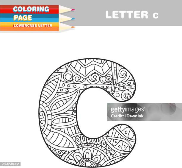 Adult coloring book lower case letters hand drawn template high
