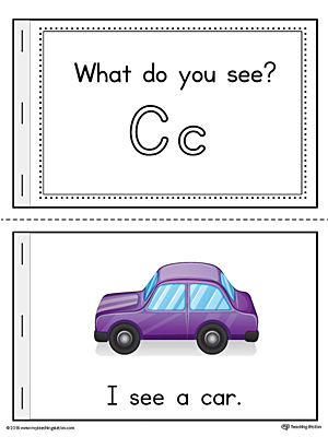 Letter c words printable mini book color