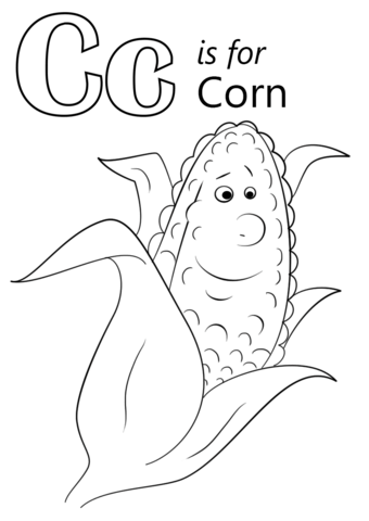 Letter c is for corn coloring page free printable coloring pages
