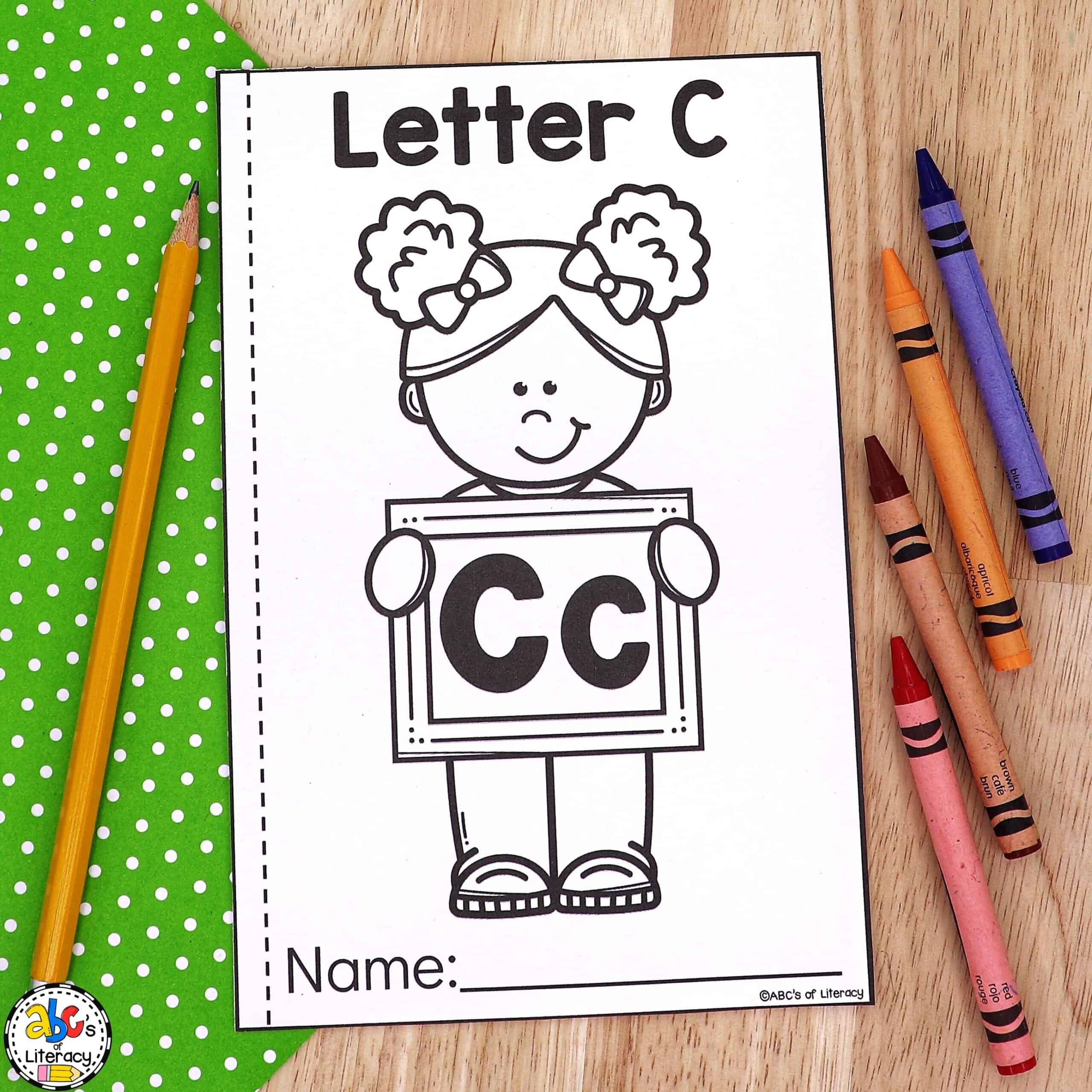 Letter c cut paste book story