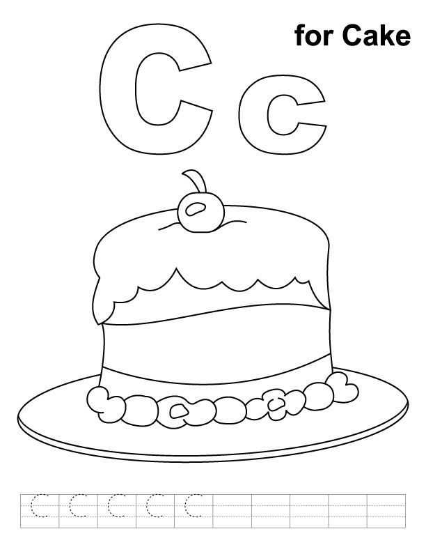 C for cake coloring page with handwriting practice kids handwriting practice letter c coloring pages color worksheets