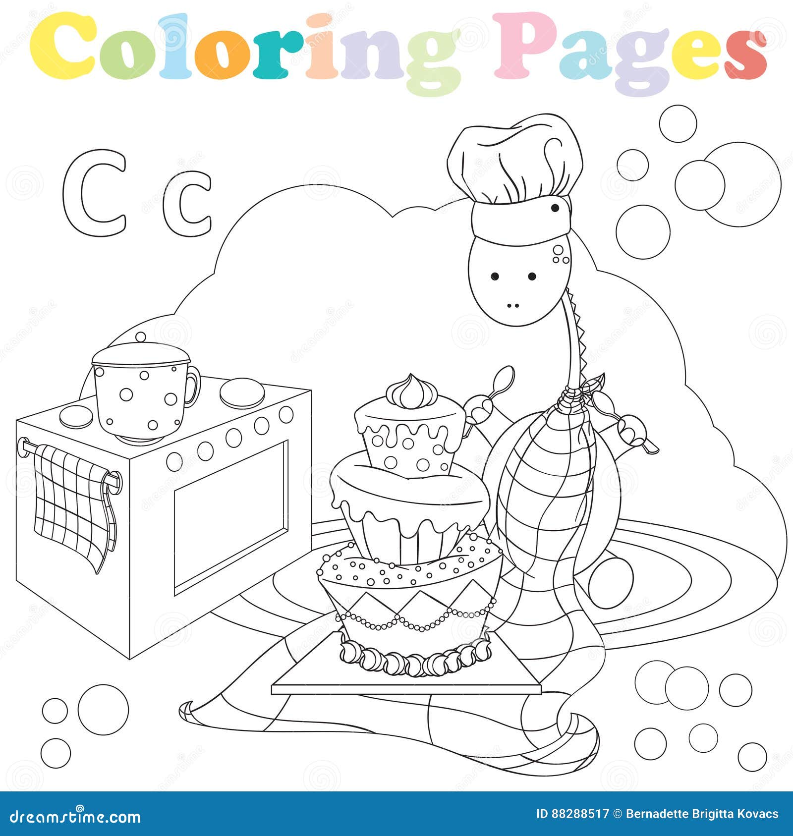 Coloring page for kids alphabet setletter c stock vector