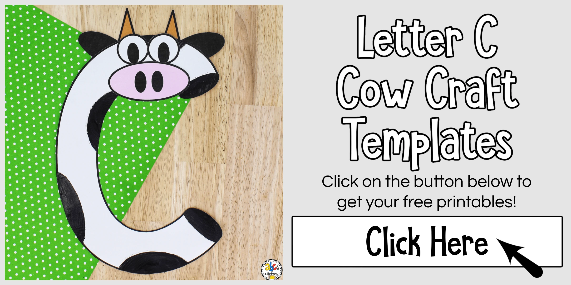 Letter c cow craft letter recognition activity for preschoolers