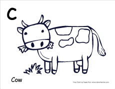 Letter c writing and coloring sheets