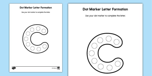 Lowercase letter c dot marker letter formation activity