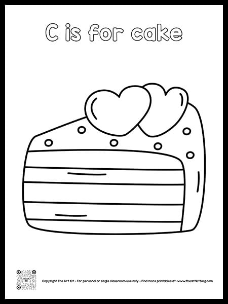 Letter c is for cake coloring pages â bubble font â the art kit