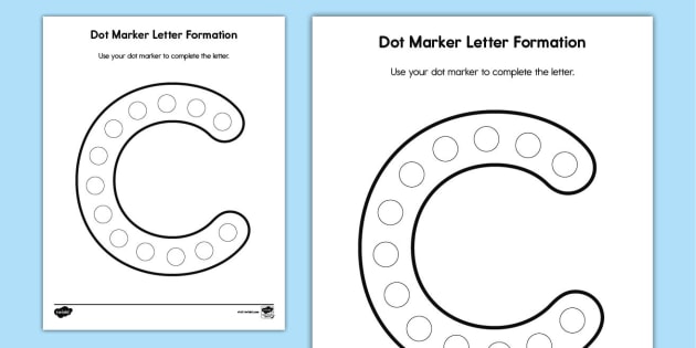 Uppercase letter c dot marker letter formation activity