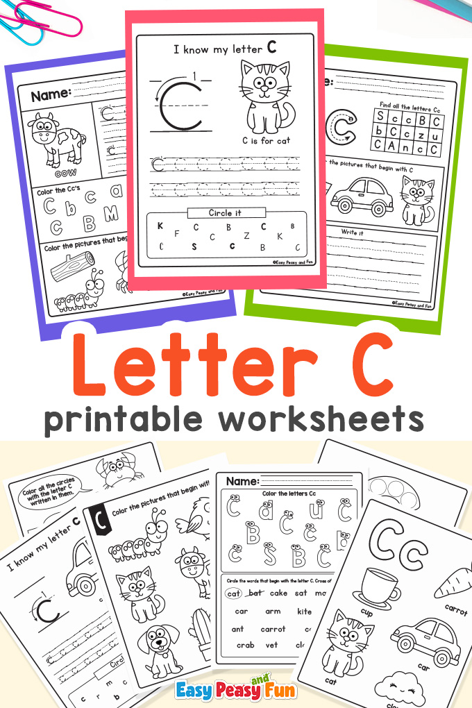 Letter c worksheets for preschool and kindergarten