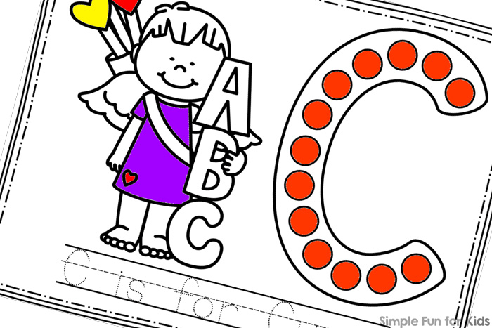 C is for cupid dot marker coloring pages