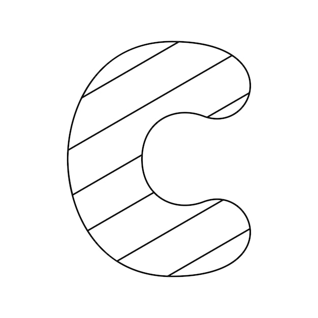 Premium vector coloring page with letter c for kids
