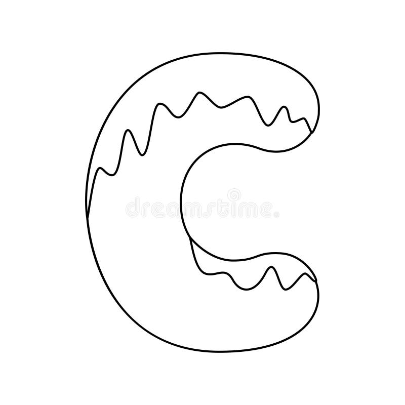 Coloring page with letter c for kids stock vector