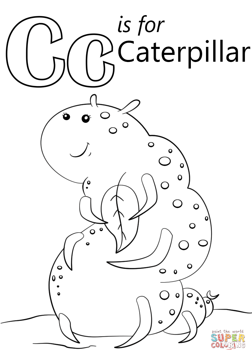 Letter c is for caterpillar coloring page free printable coloring pages