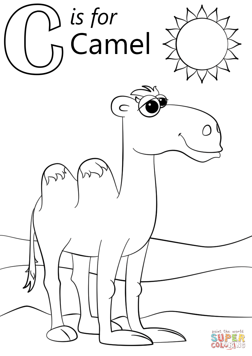 Letter c is for camel coloring page free printable coloring pages