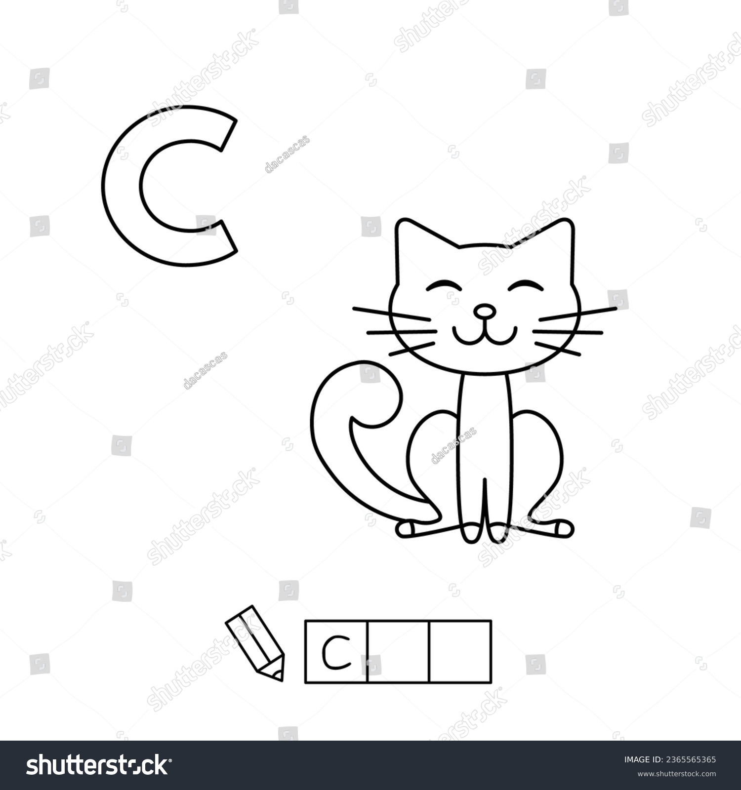Cartoon cat coloring pages learning game stock vector royalty free