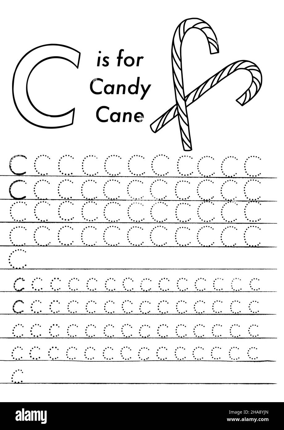 Christmas and new year preschool abc tracing worksheet simple educational printable game with colouring images and letters kids learn pages stock vector image art