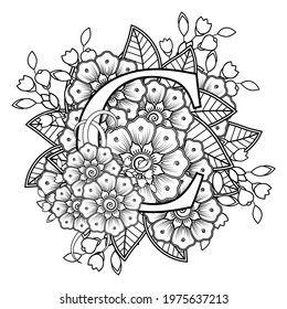 Letter c mehndi flower decorative ornament stock vector royalty free