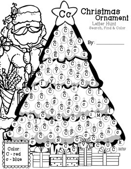 Christmas ornament letter hunt worksheets by teaching elementary and beyond