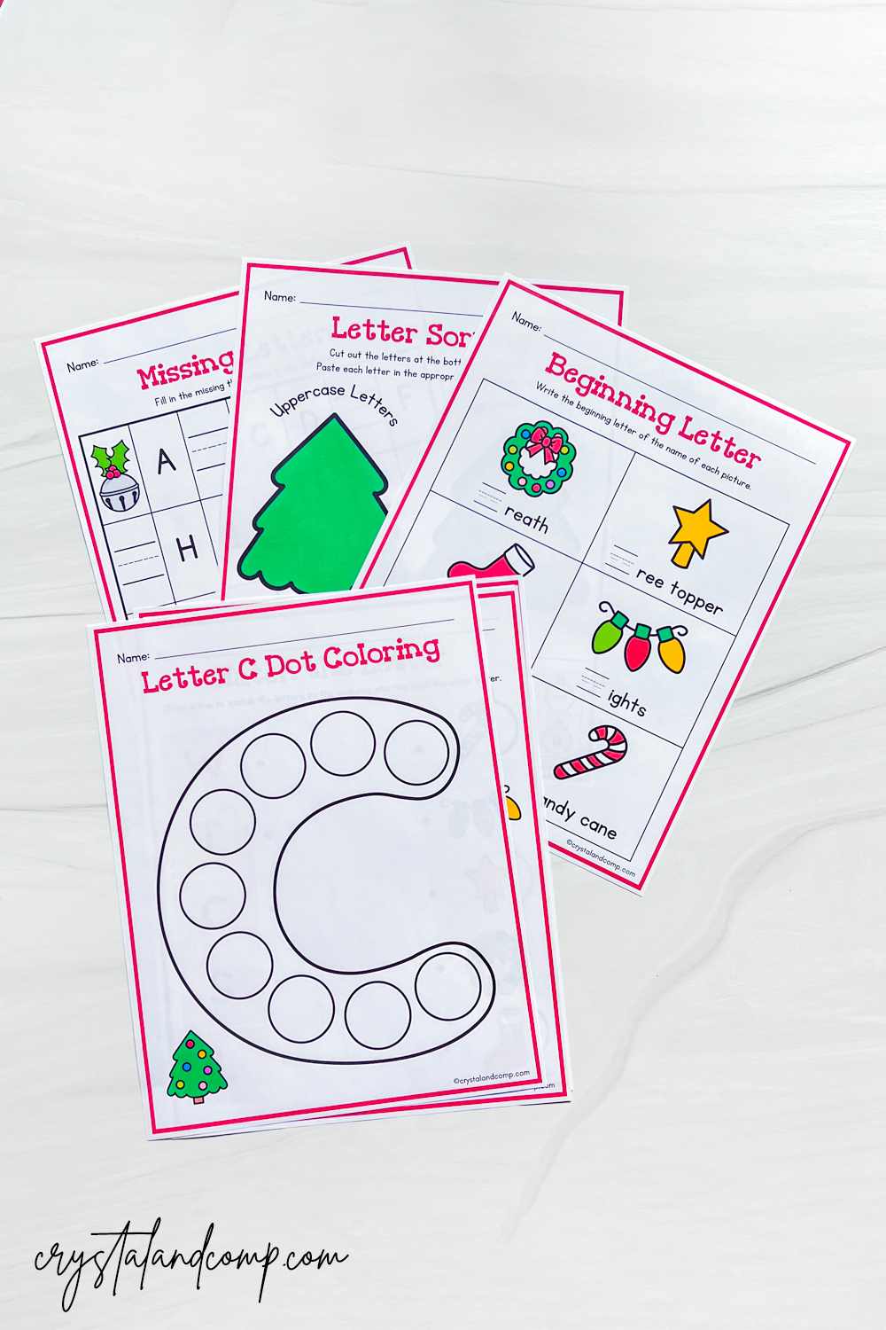Christmas ornament alphabet printables