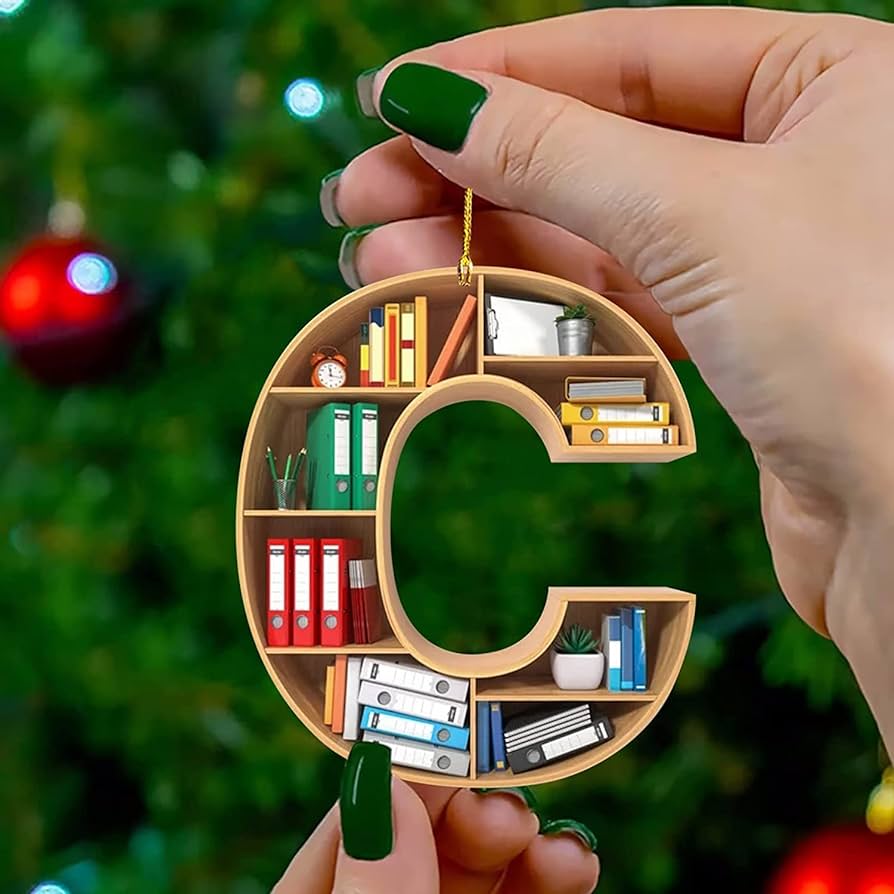 Christmas number letter shaped book ornament book lovers librarian ornament gift for her librarian book ornament lover bookworm acrylic ornamentbook lover gift letter
