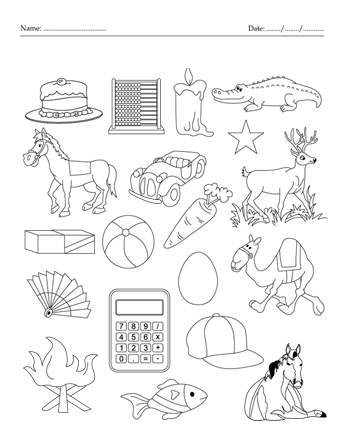 Color the picture which start with letter c printable coloring worksheet