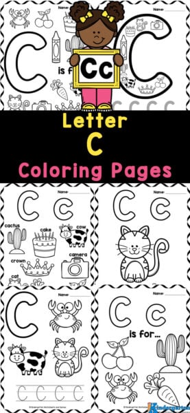 Free printable letter c coloring sheet pages for kids