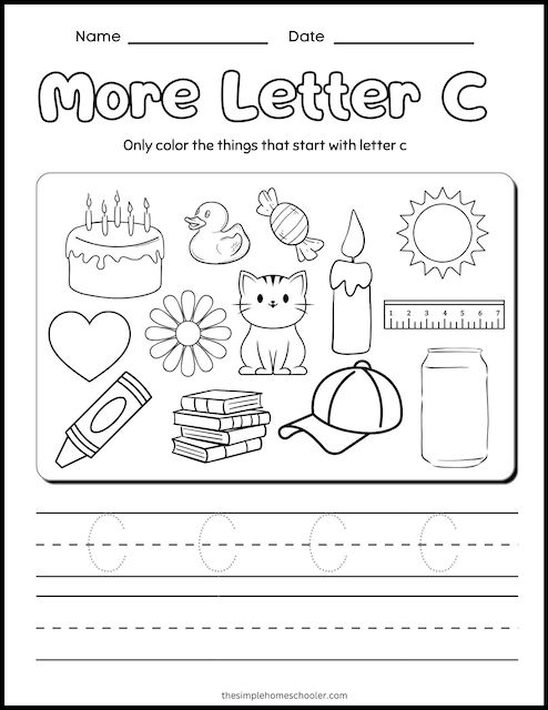 Free letter c worksheets easy print