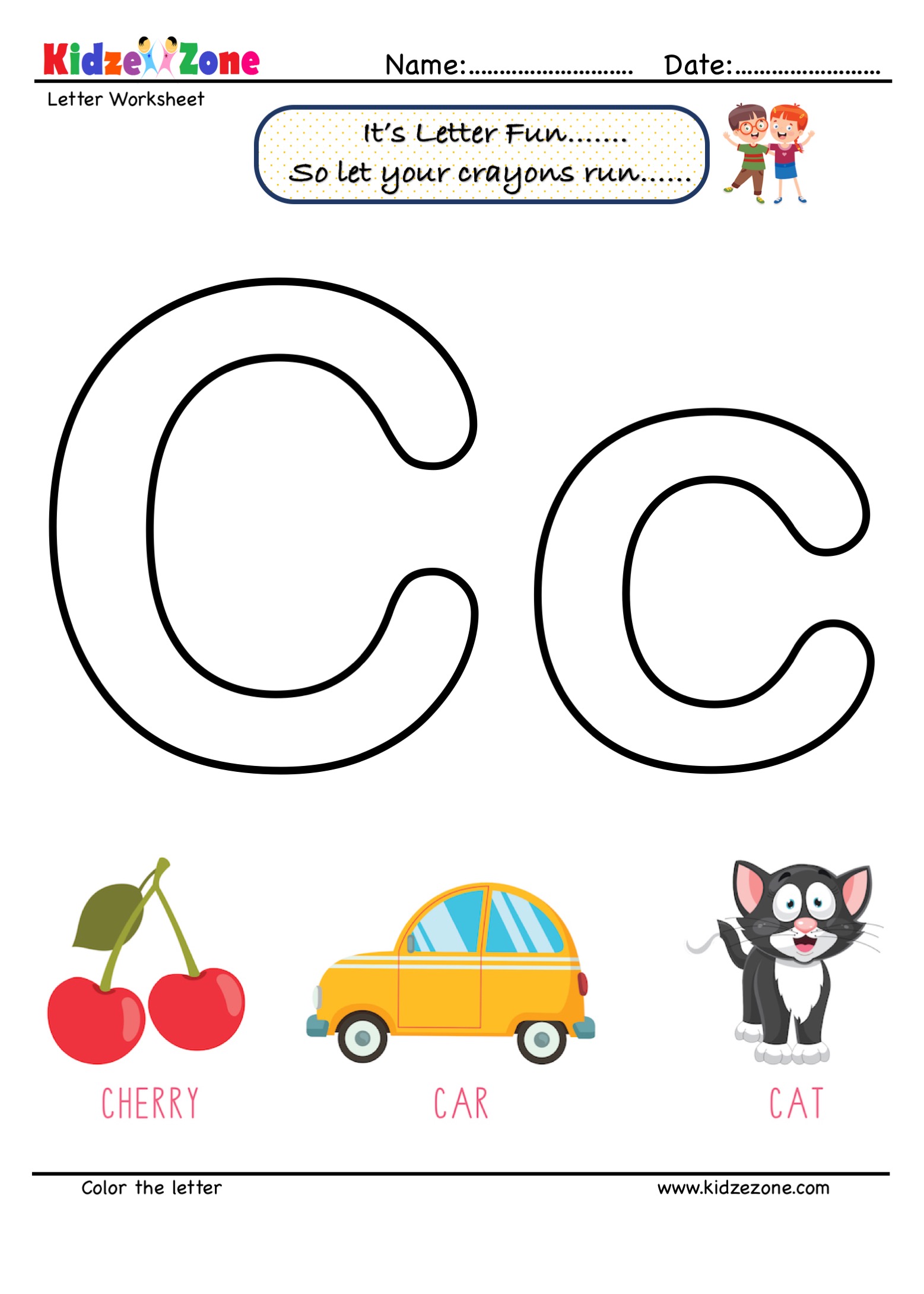 Letter c coloring worksheet