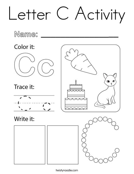 Letter c activity coloring page