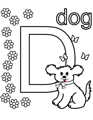 D is for dog coloring page free printable coloring pages