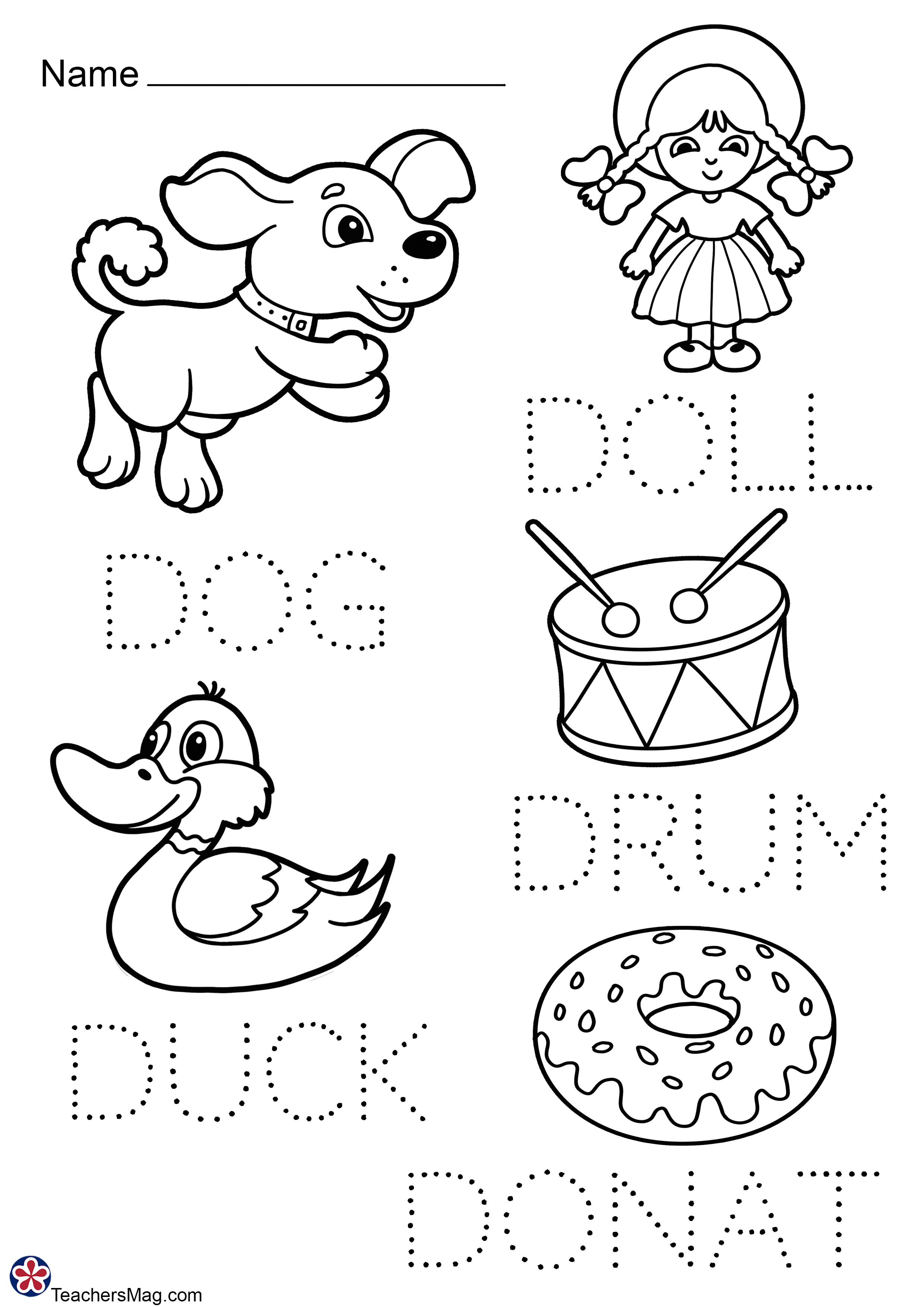 Letter d free worksheets