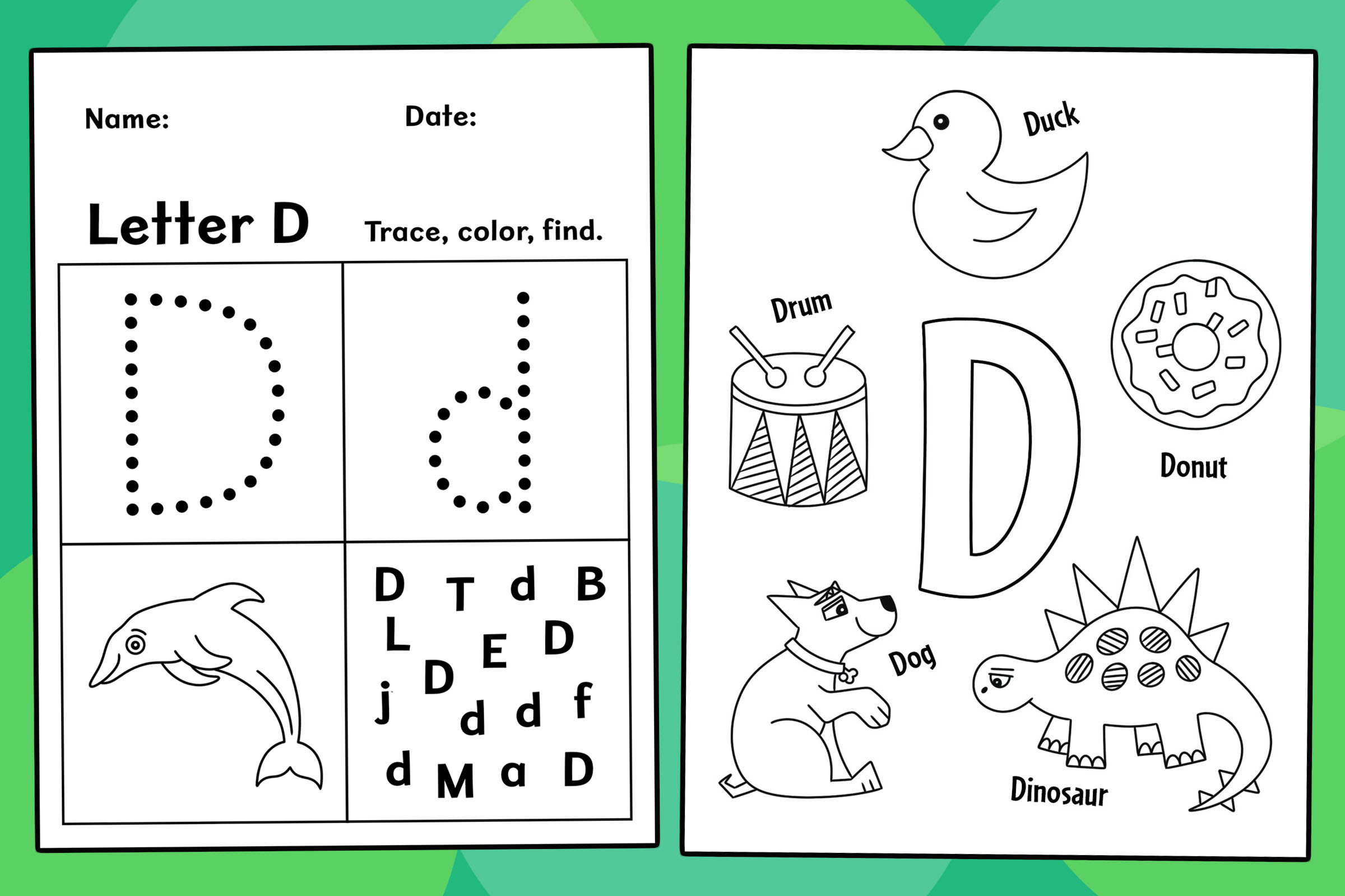 Free letter d worksheets for preschool â the hollydog blog