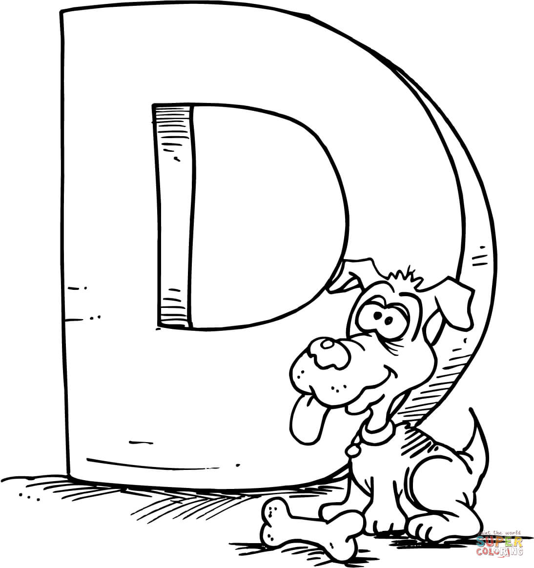 Letter d is for dog coloring page free printable coloring pages